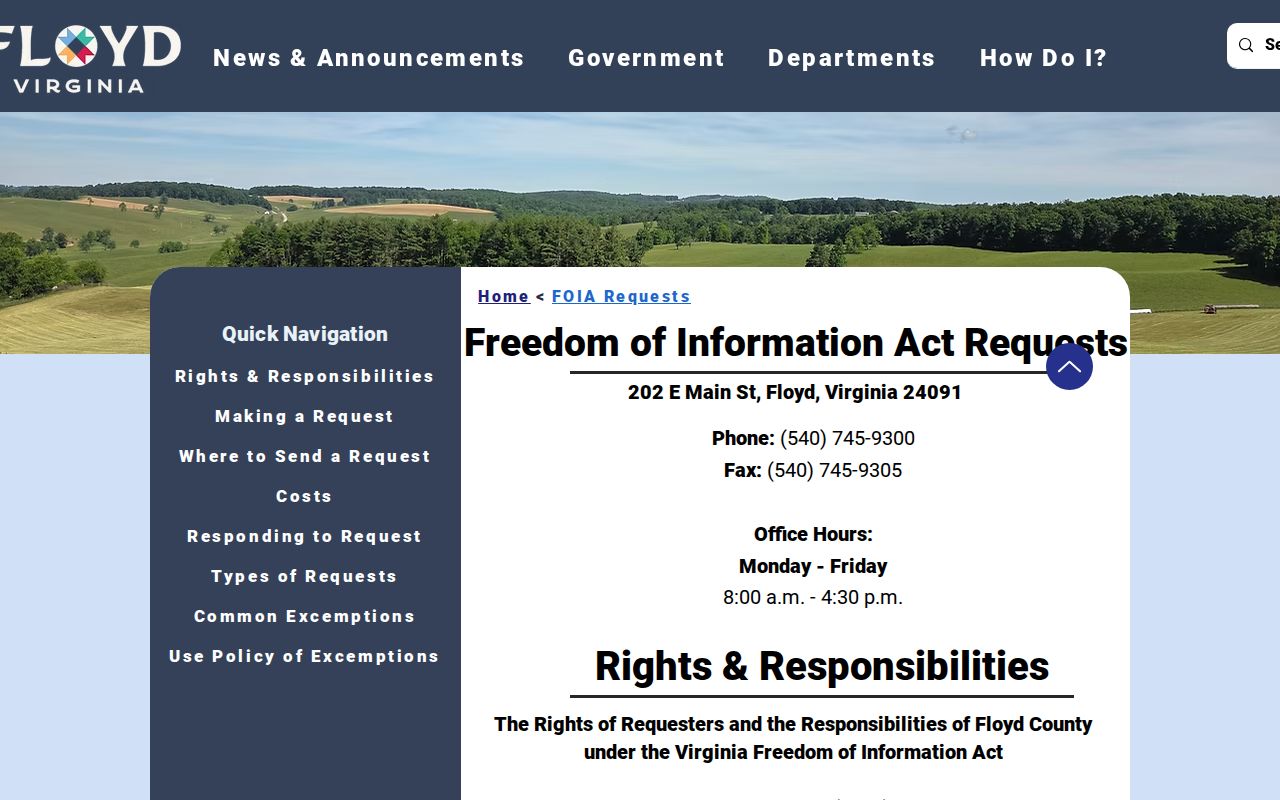 Floyd record check and official county public records request channels
