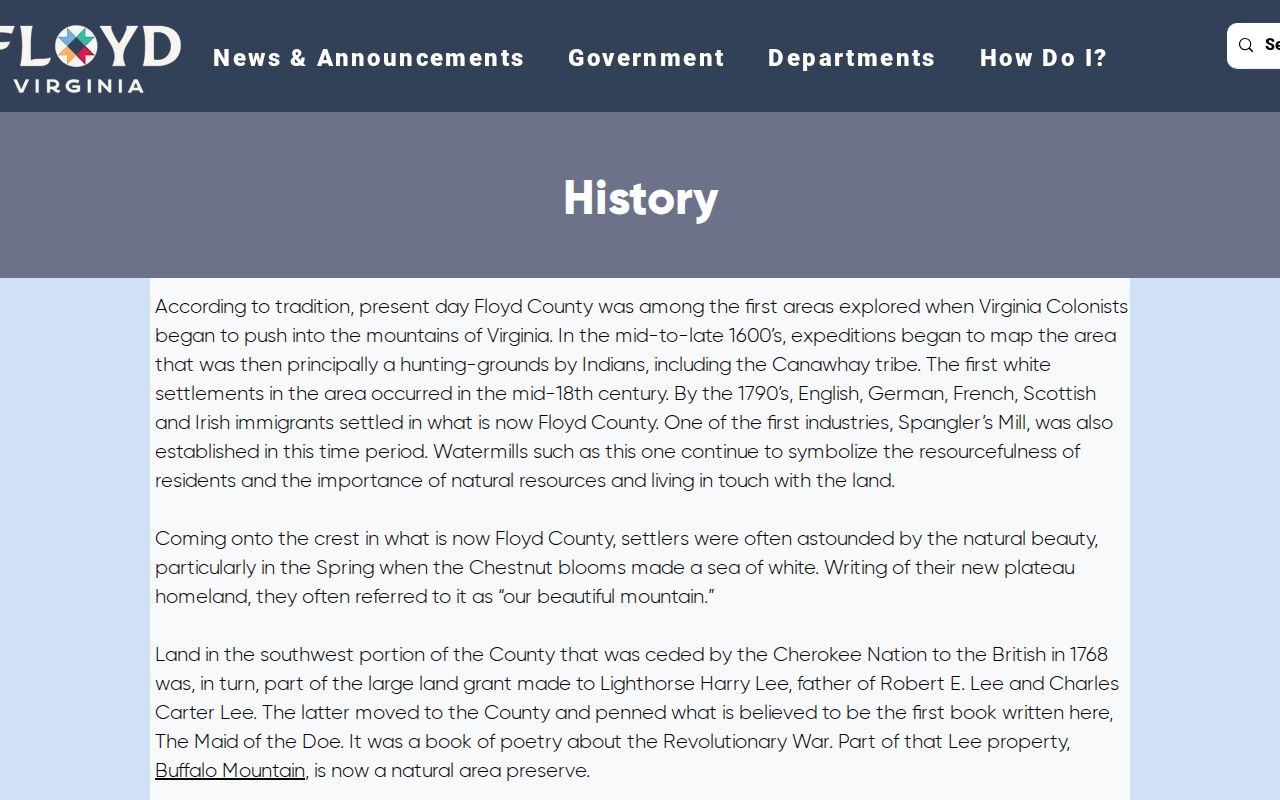 Floyd record check using official town and county history context