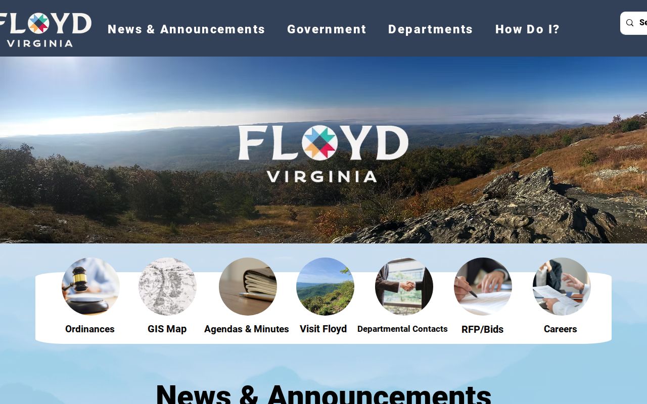 Floyd County government homepage with links to courthouse record offices